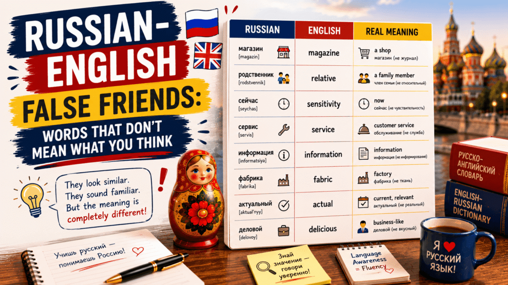 list of Russian-English False Friends